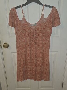 Maurices Rust Paisley Off-Shoulder Mini Dress